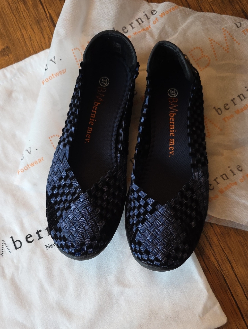bernie mev. Denim & Black Velvet Catwalk Woven Flats